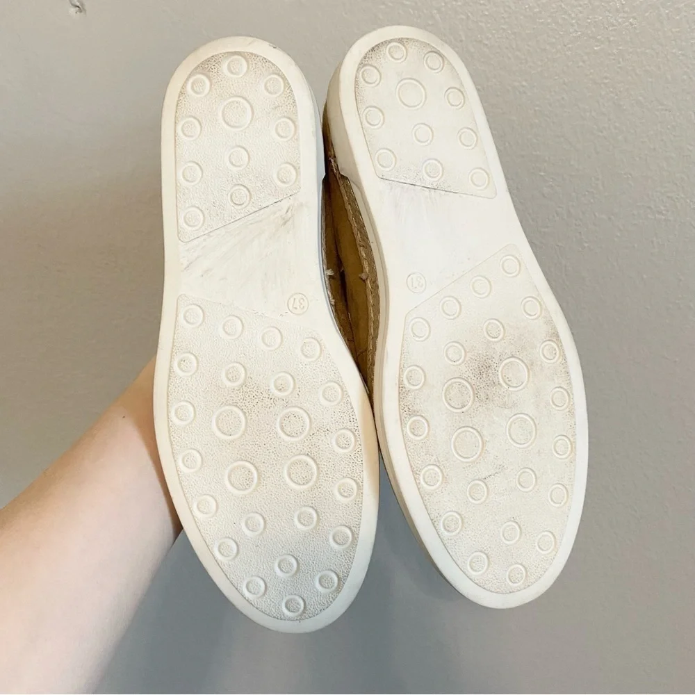 Triver Flight Tan Suede Espadrille Flat Slip On Flat Loafers Size 37/US 7